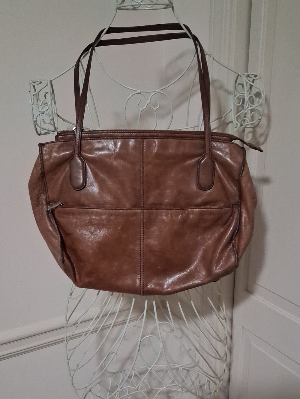 HOBO Cognac Leather Double-Handle Tote